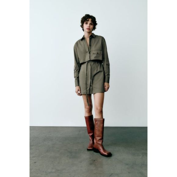 ZARA GABARDINE SHIRT DRESS SMALL MEDIUM LARGE SIZES - Picture 1 of 9